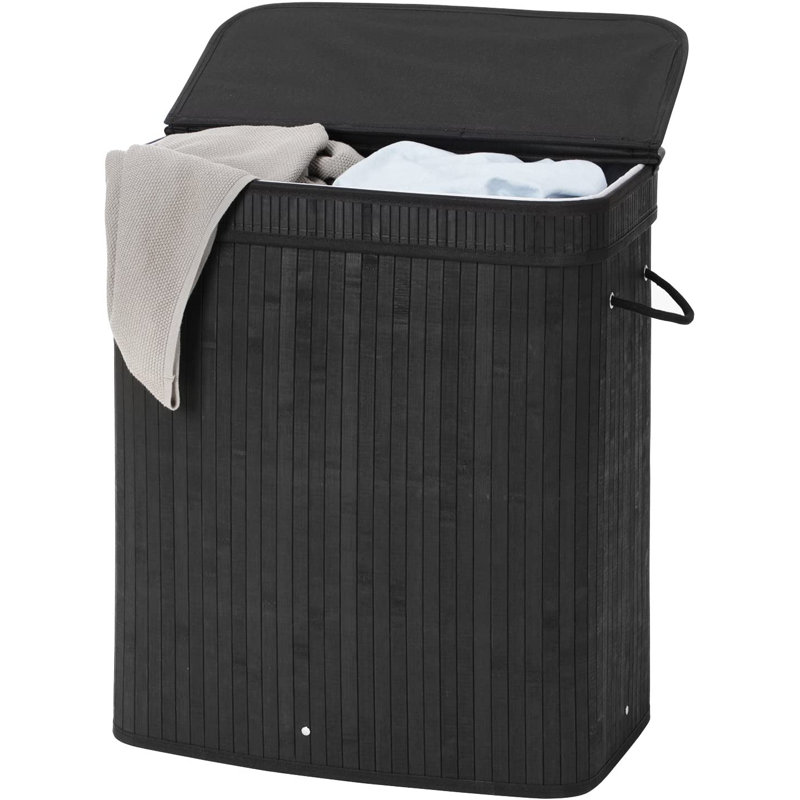 Latitude Run® Bamboo Laundry Hamper with Handles, Foldable Storage
